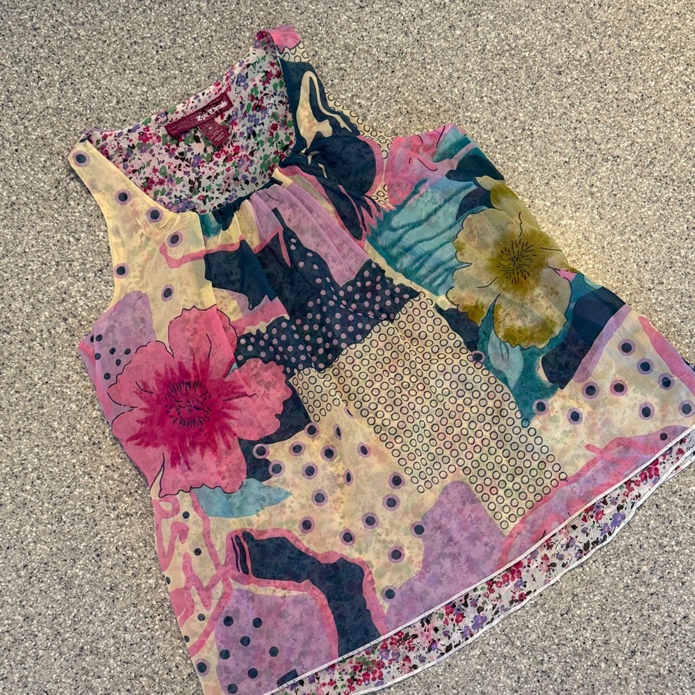 Epic Threads Colorful Floral Kids Tank Top, size M